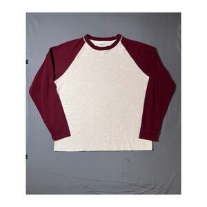 American Eagle Mens XL Super‎ Soft Standard Fit Long Sleeve Burgundy Raglan